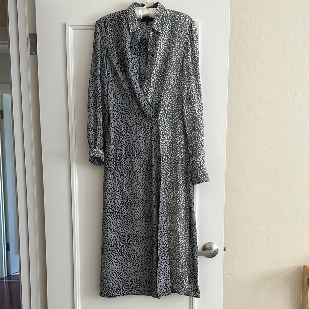 Rag & Bone Black and Gray Bishop Sleeve Wrap Dress